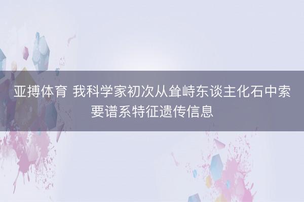 亚搏体育 我科学家初次从耸峙东谈主化石中索要谱系特征遗传信息