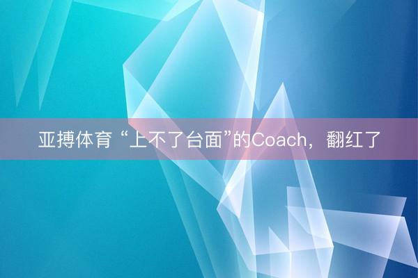 亚搏体育 “上不了台面”的Coach，翻红了