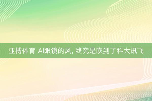 亚搏体育 AI眼镜的风， 终究是吹到了科大讯飞