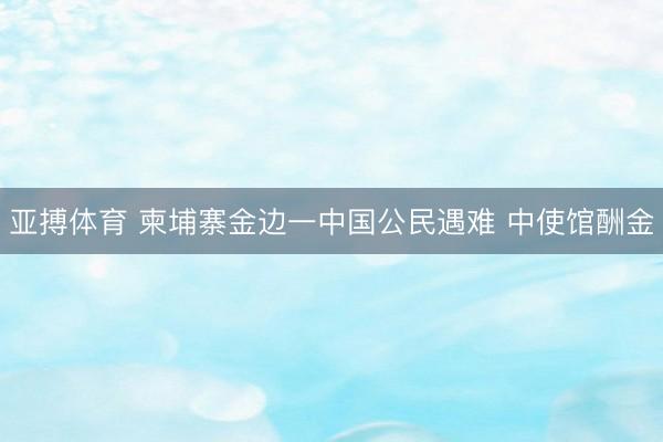 亚搏体育 柬埔寨金边一中国公民遇难 中使馆酬金