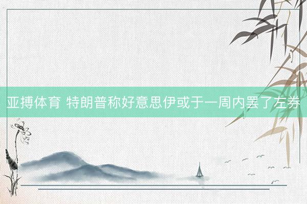 亚搏体育 特朗普称好意思伊或于一周内罢了左券