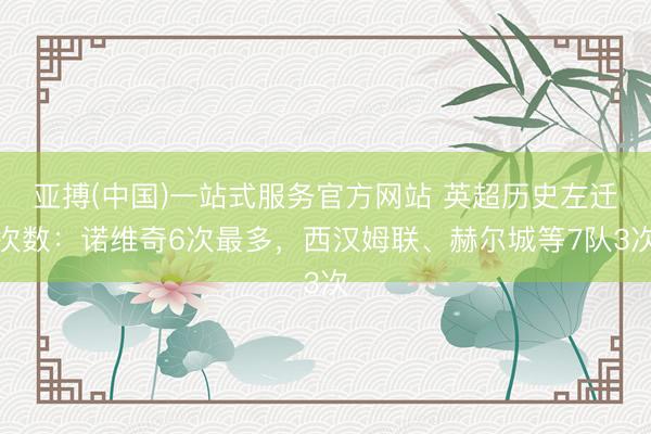 亚搏(中国)一站式服务官方网站 英超历史左迁次数:诺维奇6次最多,西汉姆联、赫尔城等7队3次