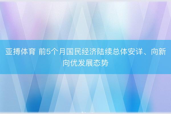 亚搏体育 前5个月国民经济陆续总体安详、向新向优发展态势