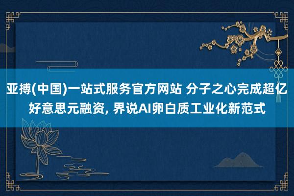 亚搏(中国)一站式服务官方网站 分子之心完成超亿好意思元融资， 界说AI卵白质工业化新范式
